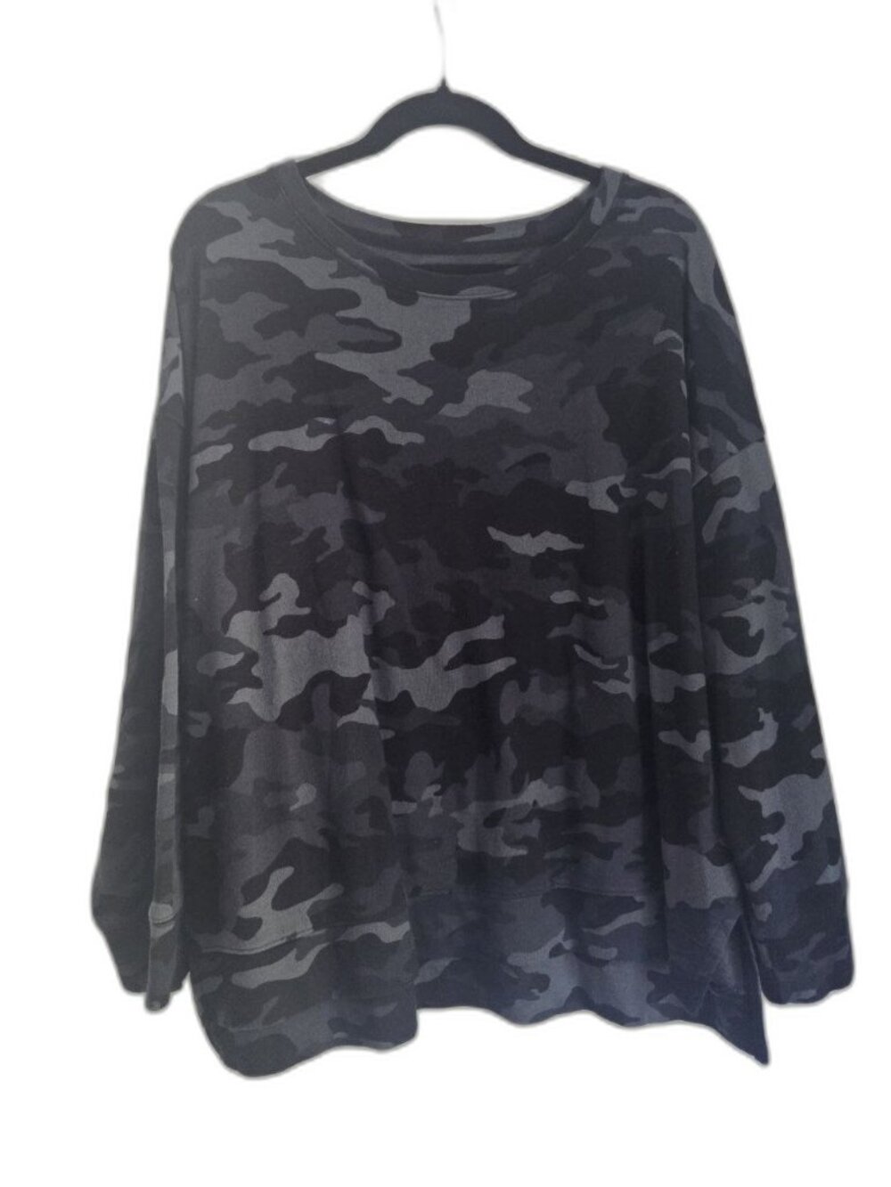 Terra & Sky Dark Camo Lightweight Sweatshirt 1X Plus GUC Oversized